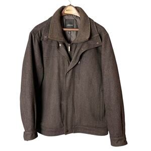 London Fog Charcoal Wool Blend Insulated Car Coat Jacket Men’s Large Dadcore